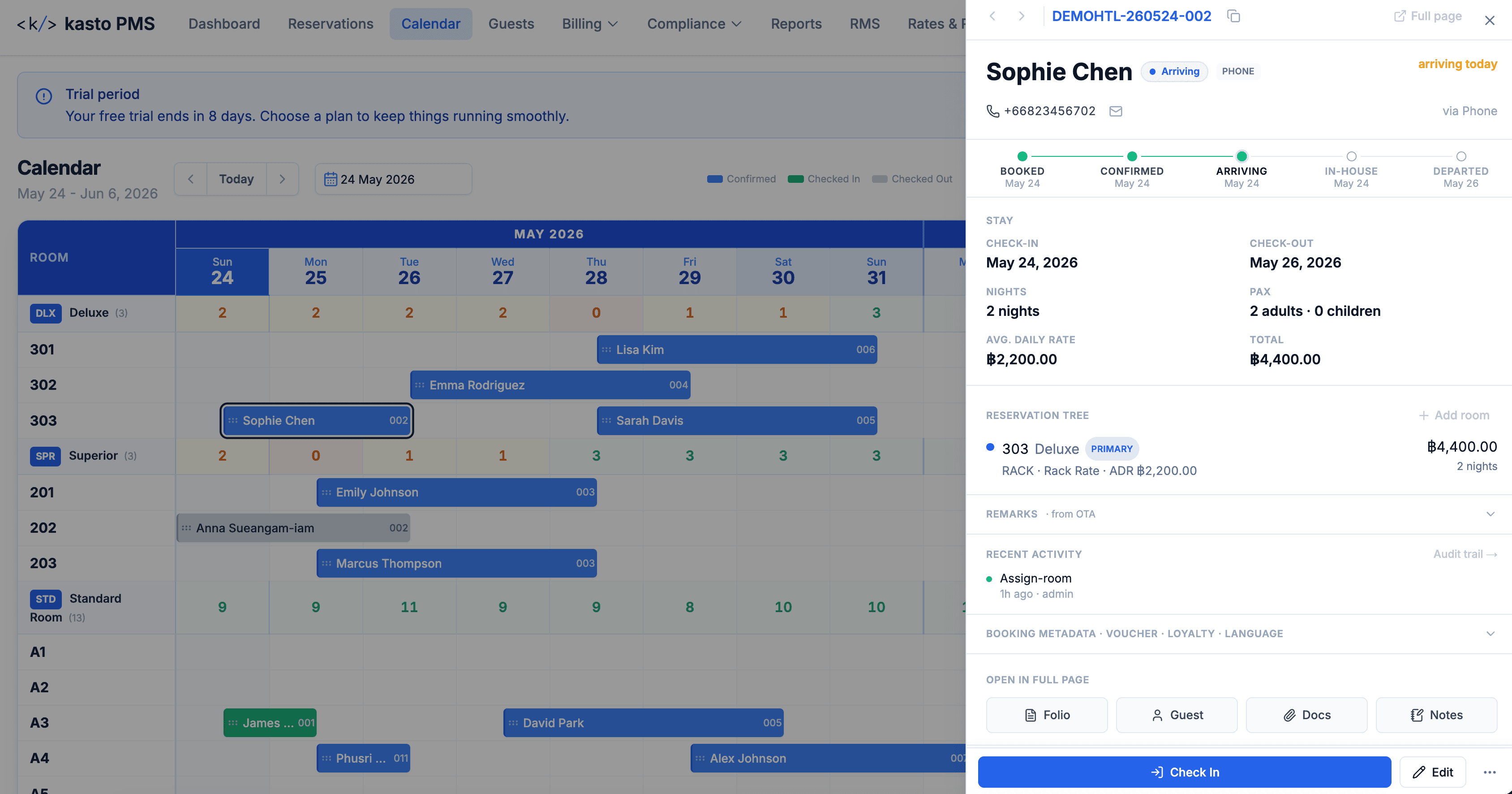 Kasto PMS — Calendar & Reservations